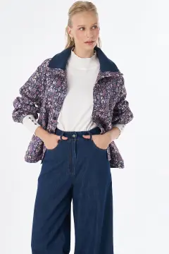 KAYRA Floral Desen Dik Yaka Ceket