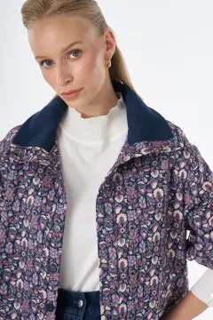 KAYRA Floral Desen Dik Yaka Ceket