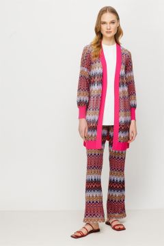 Ghisa Triko Detaylı Hırka Pantolon Takımı FUŞYA