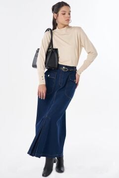 KAYRA Torba Cepli Denim Etek