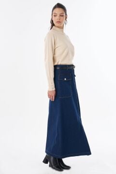 KAYRA Torba Cepli Denim Etek