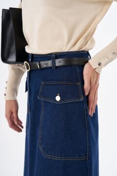 KAYRA Torba Cepli Denim Etek