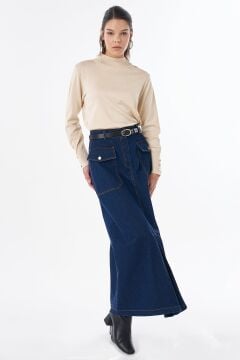 KAYRA Torba Cepli Denim Etek