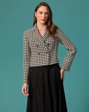 SEÇİL Kazayağı Desenli Kruvaze Blazer Ceket