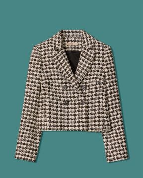 SEÇİL Kazayağı Desenli Kruvaze Blazer Ceket