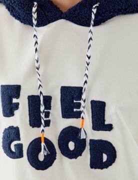 KAYRA Slogan Detaylı Peluş Kapüşonlu Sweatshirt