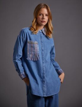 KAYRA Tüvit Ve Denim Garnili Tunik
