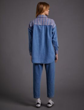 KAYRA Tüvit Ve Denim Garnili Tunik
