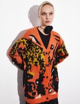 KAYRA Exclusive Animal Print Peluş Hırka