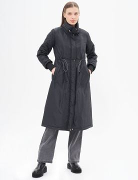 KAYRA Bel Büzgülü Kapitone Mixli Anorak Mont