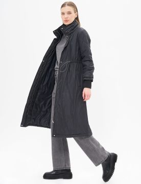 KAYRA Bel Büzgülü Kapitone Mixli Anorak Mont