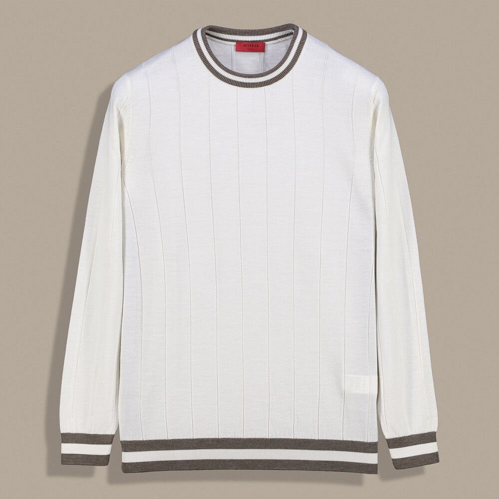 SARAR RENKLİ BİSİKLET YAKA EKRU TRİKO