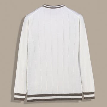 SARAR RENKLİ BİSİKLET YAKA EKRU TRİKO