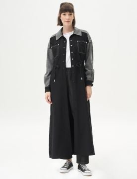 KAYRA Kontrast Dikişli Bel Büzgülü Giy Çık