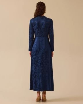 SEÇİL parlak dokulu desenli maksi elbise