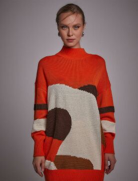 KAYRA Exclusive Soyut Desenli Triko Tunik