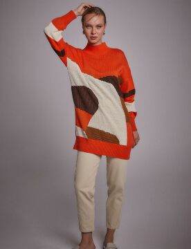 KAYRA Exclusive Soyut Desenli Triko Tunik