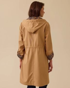 SEÇİL Leopar Desenli İç Astarlı Kapüşonlu Trençkot