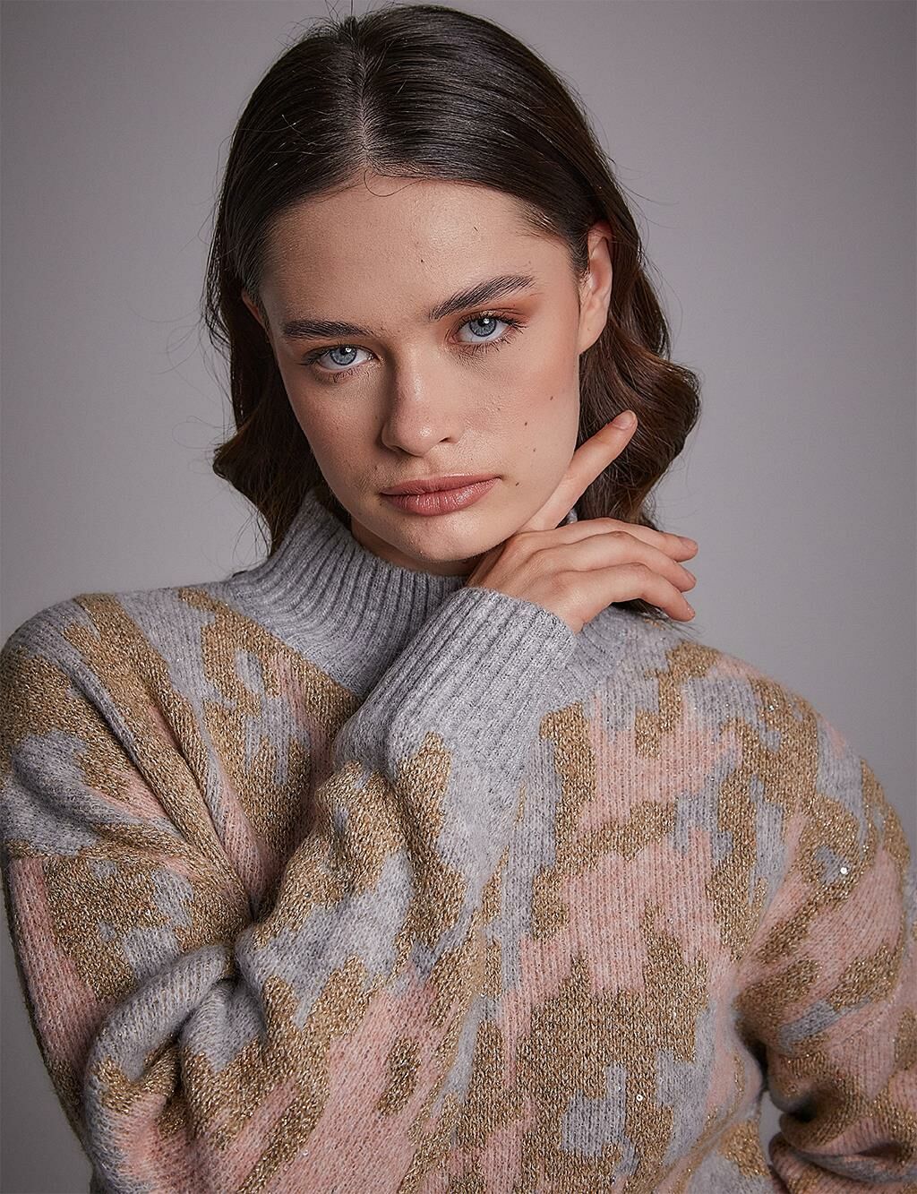 KAYRA Exclusive Animal Print Simli Triko Tunik