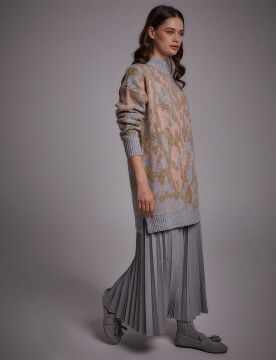 KAYRA Exclusive Animal Print Simli Triko Tunik