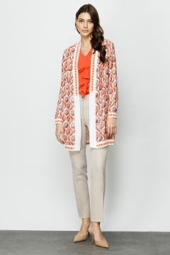 On Ribanalı Desenli Uzun Hırka