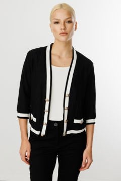 ON TRİKO  Kendinden Desenli Ribanalı Hırka