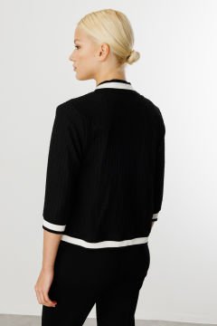 ON TRİKO  Kendinden Desenli Ribanalı Hırka