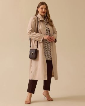 SEÇİL büyük beden bağcıklı yaka cepli kap