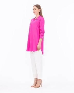 SEÇİL Gizli Düğmeli Basic Gömlek - PEMBE