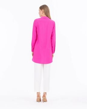 SEÇİL Gizli Düğmeli Basic Gömlek - PEMBE