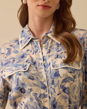 SEÇİL GÖMLEK YAKA ÇİÇEK DESENLİ PİLELİ ELBİSE