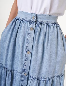 KAYRA Düğme Kapamalı Lyocell Etek