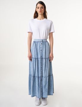 KAYRA Düğme Kapamalı Lyocell Etek