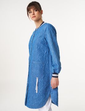 KAYRA Grogren Detaylı Denim Efektli Tunik