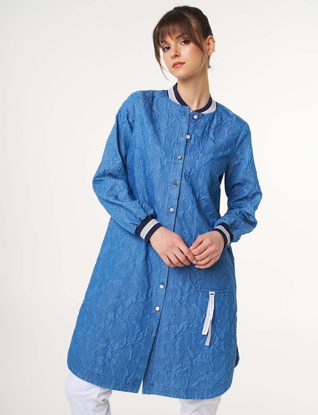 KAYRA Grogren Detaylı Denim Efektli Tunik
