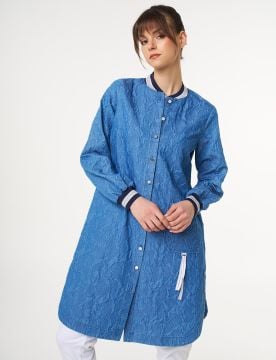 KAYRA Grogren Detaylı Denim Efektli Tunik
