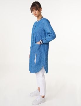 KAYRA Grogren Detaylı Denim Efektli Tunik