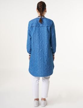 KAYRA Grogren Detaylı Denim Efektli Tunik