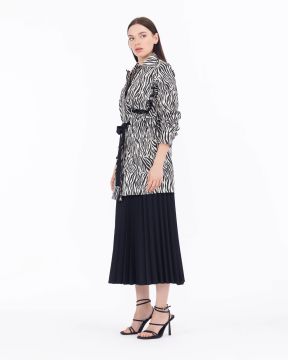 SEÇİL Pliseli Elastik Bel Etek - Siyah