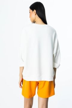 On Triko Baskılı Yarım Kol Bluz