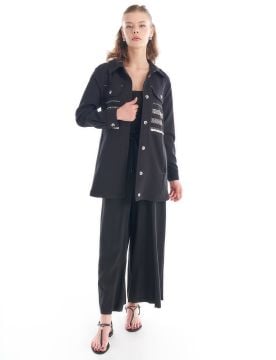 KAYRA Etnik Desenli Püsküllü Ceket