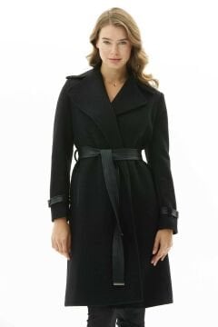 SELEN Erkek Yaka Deri Kombinli Kaban