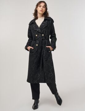 KAYRA Zincir Desen Kuşaklı Trençkot