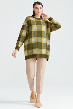 GEOMETRIK DESENLI TRİKO TUNIK HAKİ