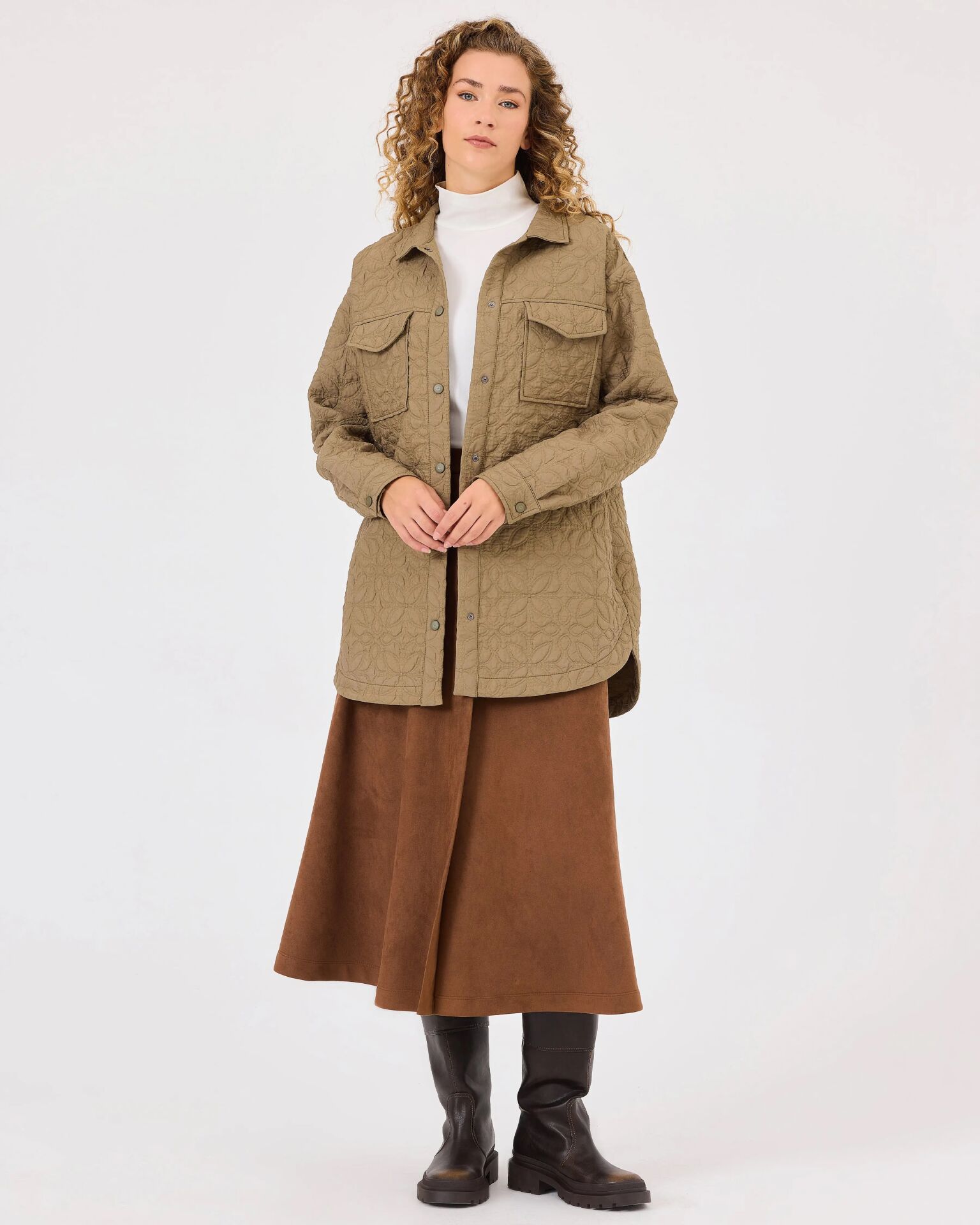 SEÇİL Cep Detaylı Çiçek Desenli Kapitone Ceket