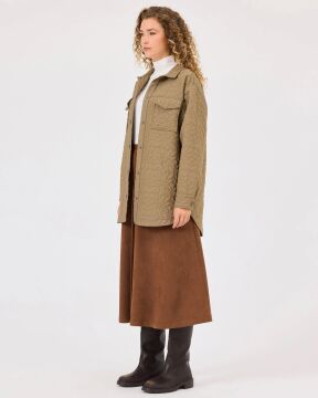 SEÇİL Cep Detaylı Çiçek Desenli Kapitone Ceket