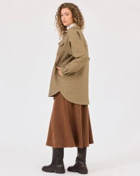 SEÇİL Cep Detaylı Çiçek Desenli Kapitone Ceket