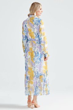 TIĞ STORE Desenli Gömlek Yakalı Elbise MOR