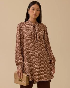 SEÇİL Fular Yakalı Desenli Tunik