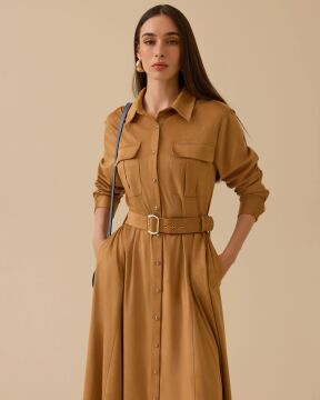 SEÇİL Kemerli Süet Elbise